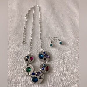 Silver Tone Necklace and Earring Set